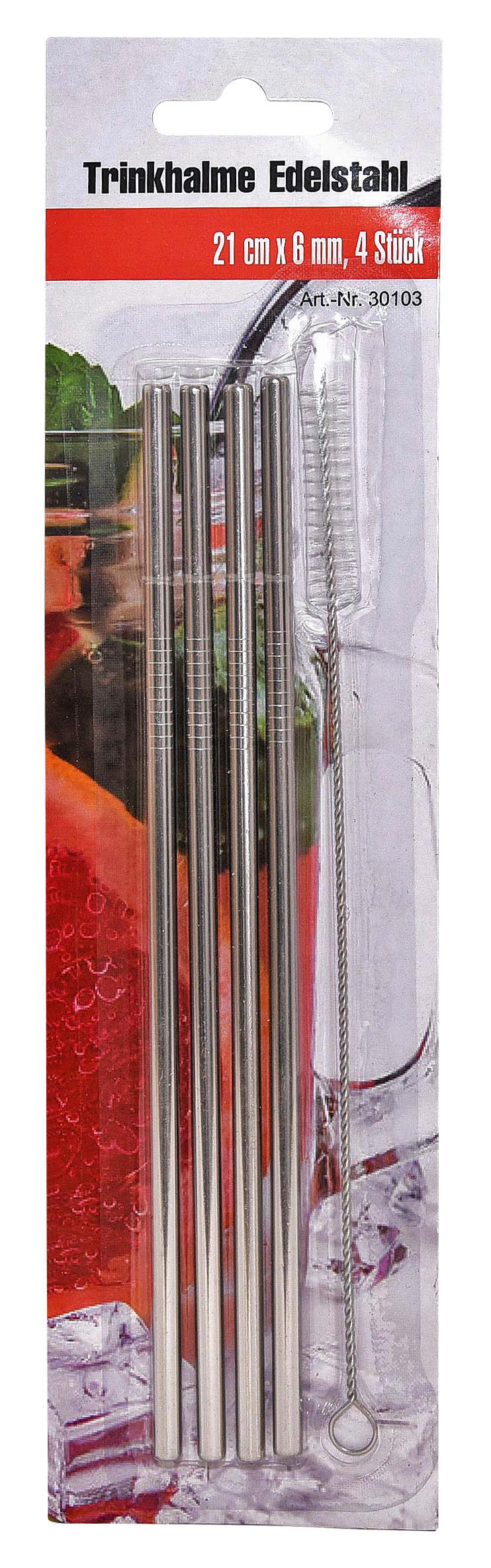 Wiederverwendbare Trinkhalm Aus Metall 4 Stk. + Bürste