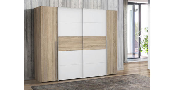 KLEIDERSCHRANK 270/210/61 cm 4-türig - Alufarben/Weiß, KONVENTIONELL, Holzwerkstoff/Kunststoff (270/210/61cm) - Carryhome