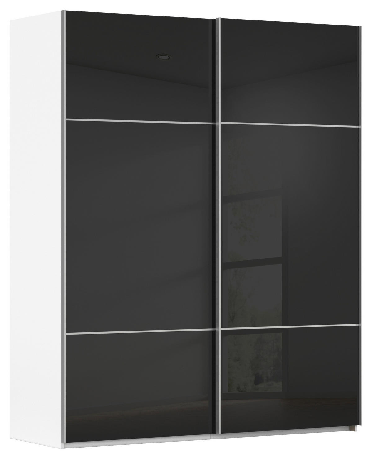 SCHWEBETÜRENSCHRANK  in Schwarz, Weiß  - Alufarben/Schwarz, KONVENTIONELL, Glas/Holzwerkstoff (201/223/67cm) - Novel