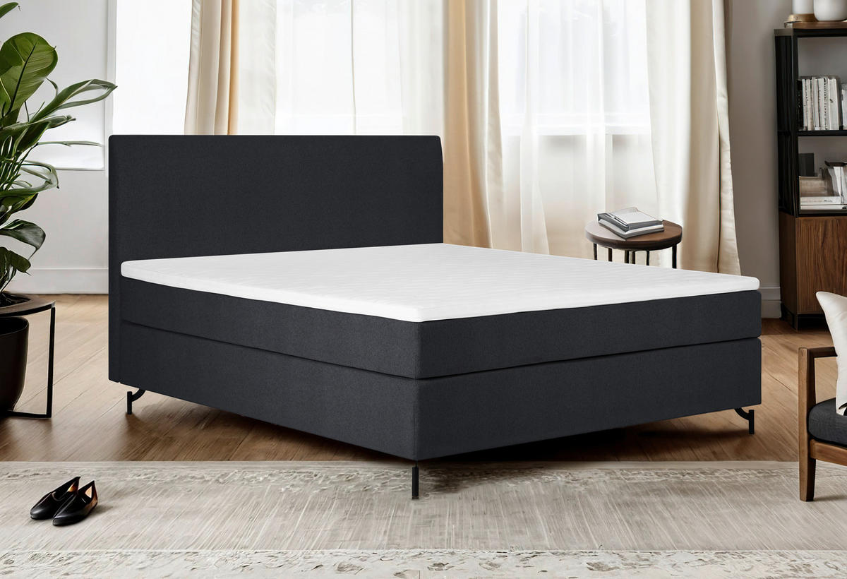 BOXSPRINGBETT 140/200 cm  in Schwarz  - Schwarz, MODERN, Textil (140/200cm) - MID.YOU