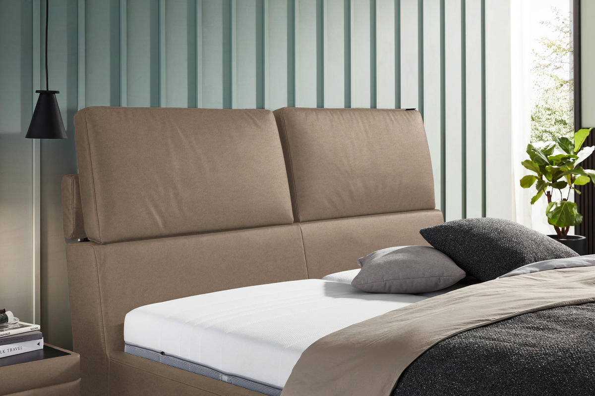 POLSTERBETT 180/200 cm  in Hellbraun  - Hellbraun/Anthrazit, Design, Holz/Textil (180/200cm) - Johann Jakob