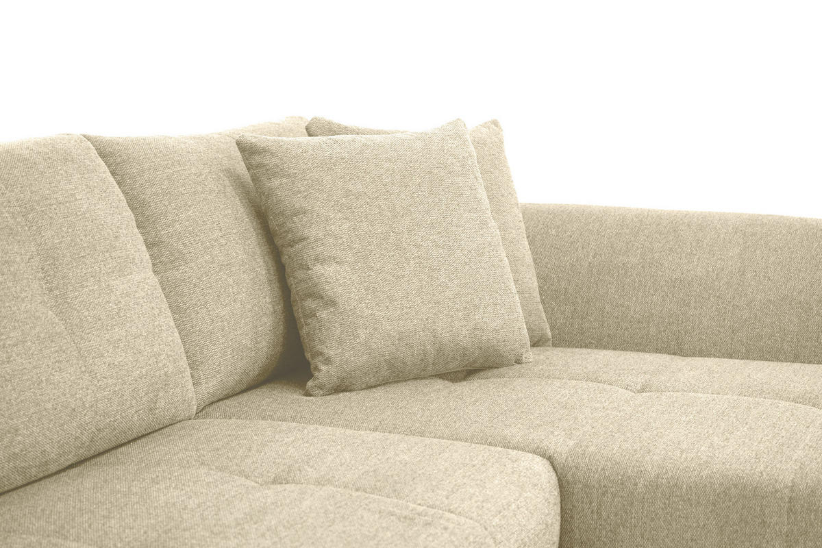 ECKSOFA in Webstoff Beige  - Beige/Schwarz, Design, Kunststoff/Textil (278/187cm) - Livetastic