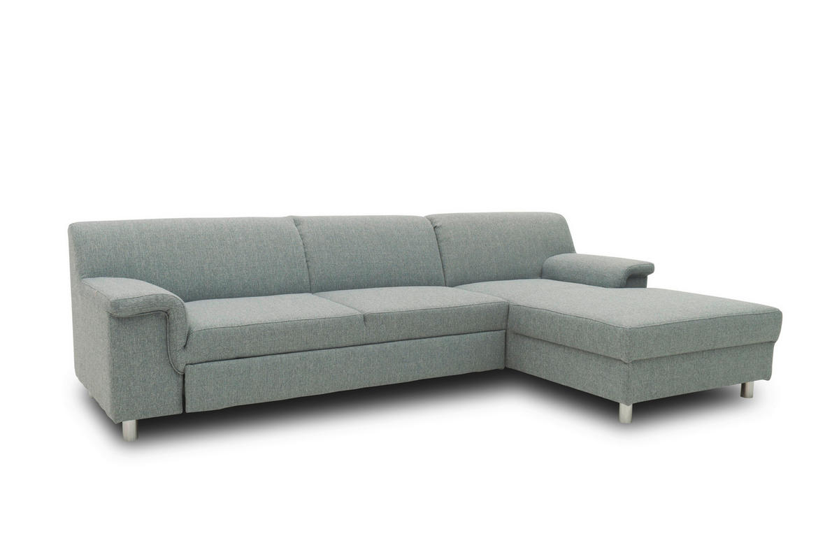 ECKSOFA Silberfarben Webstoff  - Chromfarben/Silberfarben, KONVENTIONELL, Textil/Metall (251/150cm) - MID.YOU