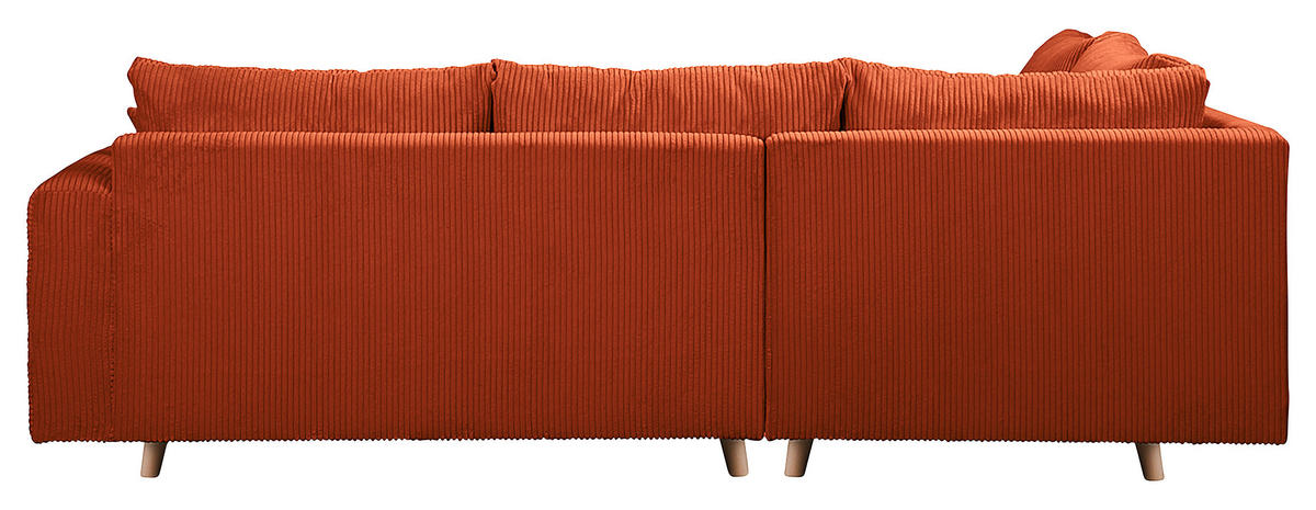 ECKSOFA inkl. Hocker Ariella in Cord Rostfarben  161/231 cm  - Rostfarben/Naturfarben, Design, Holz/Textil (161/231cm) - Livetastic