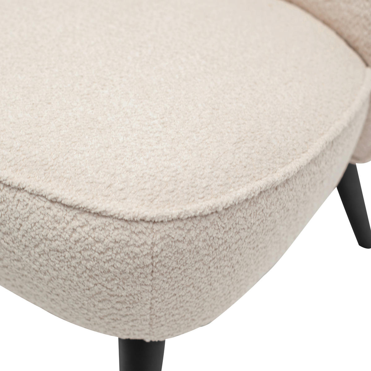 SESSEL in Bouclé Creme  - Creme/Schwarz, Design, Holz/Textil (59/71/70cm) - Livetastic
