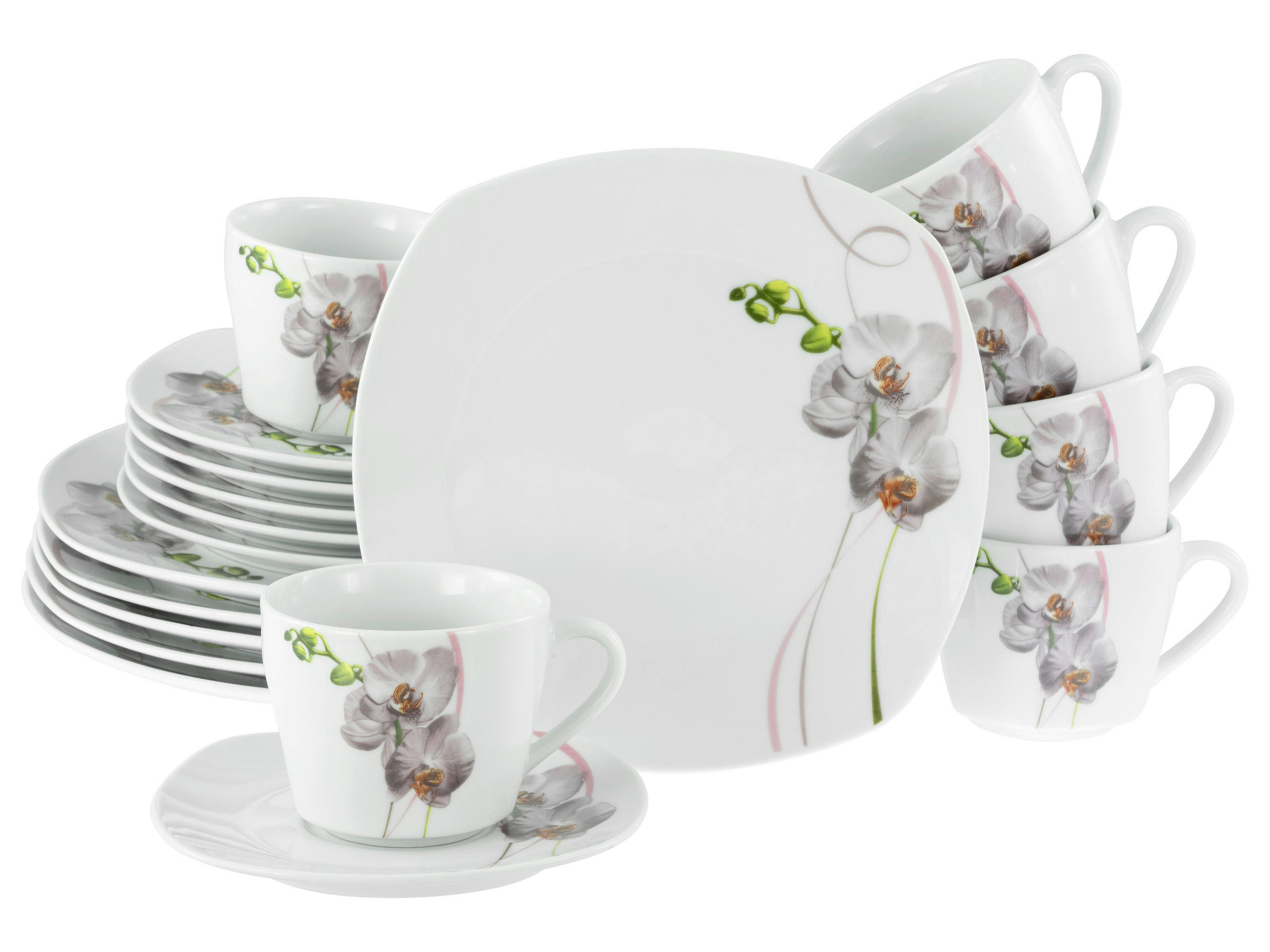KAFFESERVIS Square Orchidee 18 delar  - multicolor, Trend, keramik - Creatable