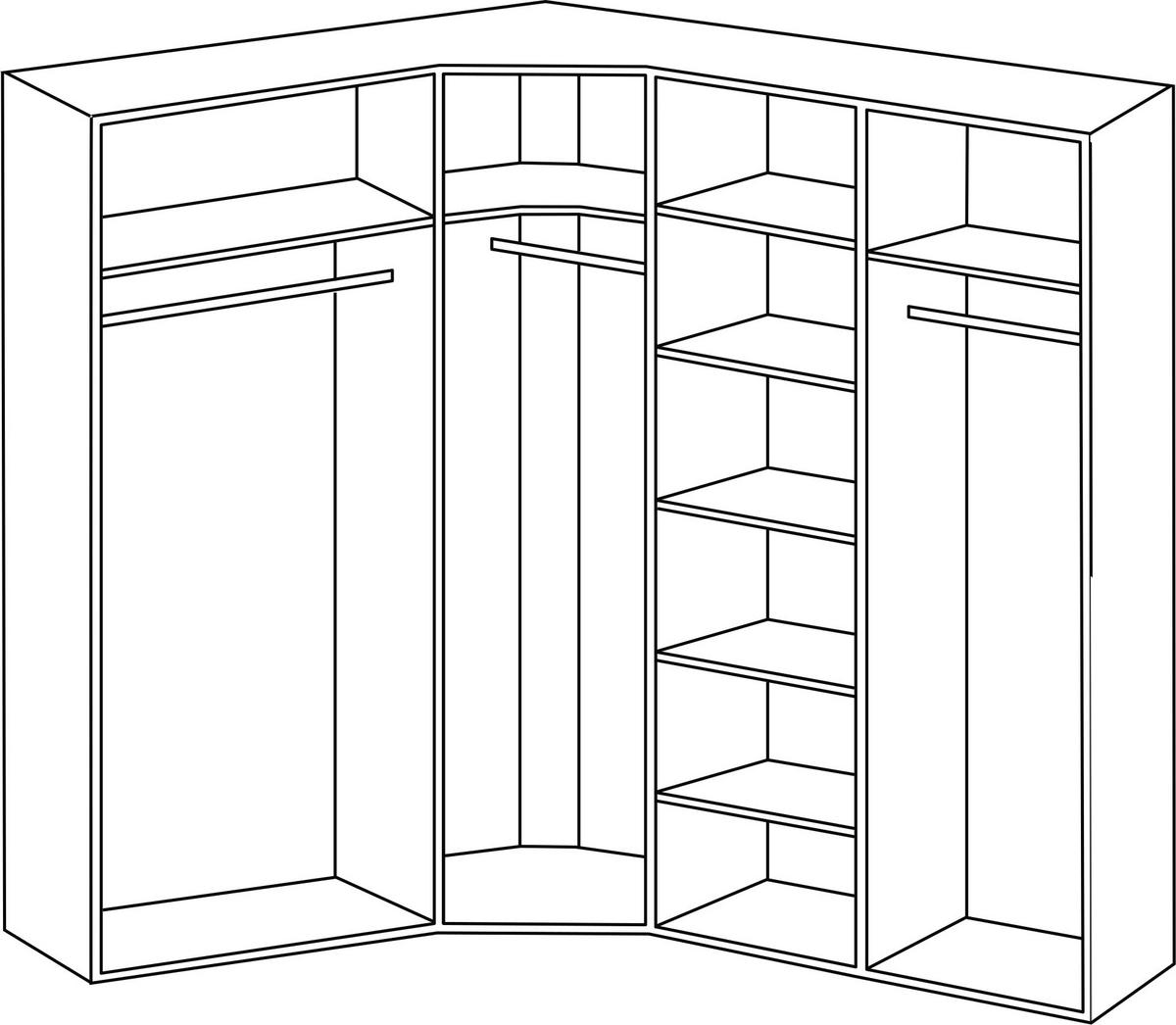 ECKKLEIDERSCHRANK 203/220/199 cm  - Silberfarben/Hellgrau, Design, Glas/Holzwerkstoff (203/220/199cm) - Jutzler