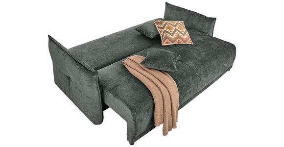 BOXSPRINGSOFA mit Stoffauswahl, Liegefunktion, Schlafen auf Sitzhöhe, Rücken echt Chenille Dunkelgrün - Dunkelgrün/Schwarz, MODERN, Kunststoff/Textil (235/95/108cm) - Hom`in