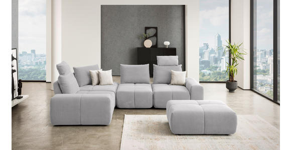 ECKSOFA in Velours Silberfarben  - Silberfarben/Schwarz, Design, Kunststoff/Textil (236/326cm) - Xora