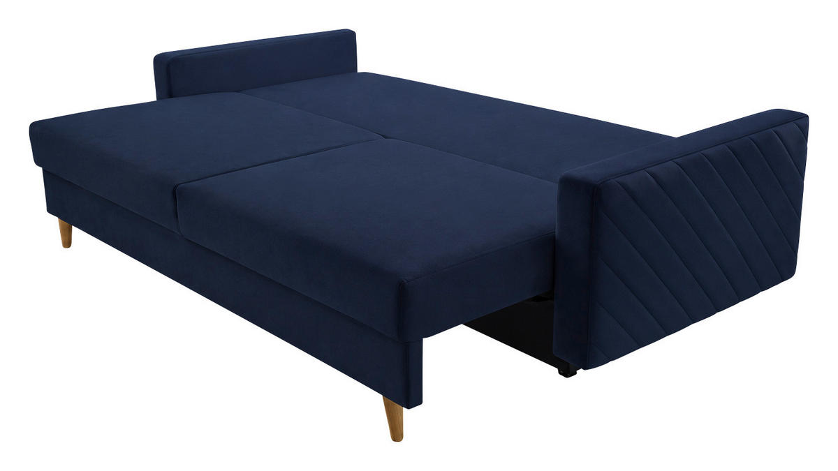 SCHLAFSOFA Dunkelblau  - Schwarz/Dunkelblau, Design, Holz/Kunststoff (230/96/97cm) - MID.YOU