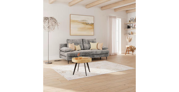 SCHLAFSOFA Chenille Grau Rückenkissen, Armlehnenkissen, Bettkasten, Schlaffunktion, Rücken echt  - Schwarz/Grau, KONVENTIONELL, Textil/Metall (203/94/96cm) - Carryhome