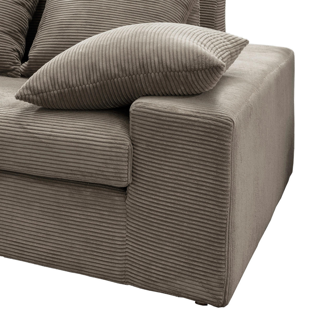 ECKSOFA in Cord Graubraun  - Graubraun/Schwarz, Modern, Kunststoff/Textil (200/278cm) - Livetastic