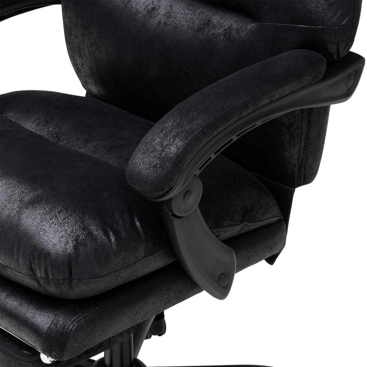 CHEFSESSEL Mikrofaser Schwarz  - Schwarz, Modern, Kunststoff/Textil (64/114/122/72cm) - MID.YOU