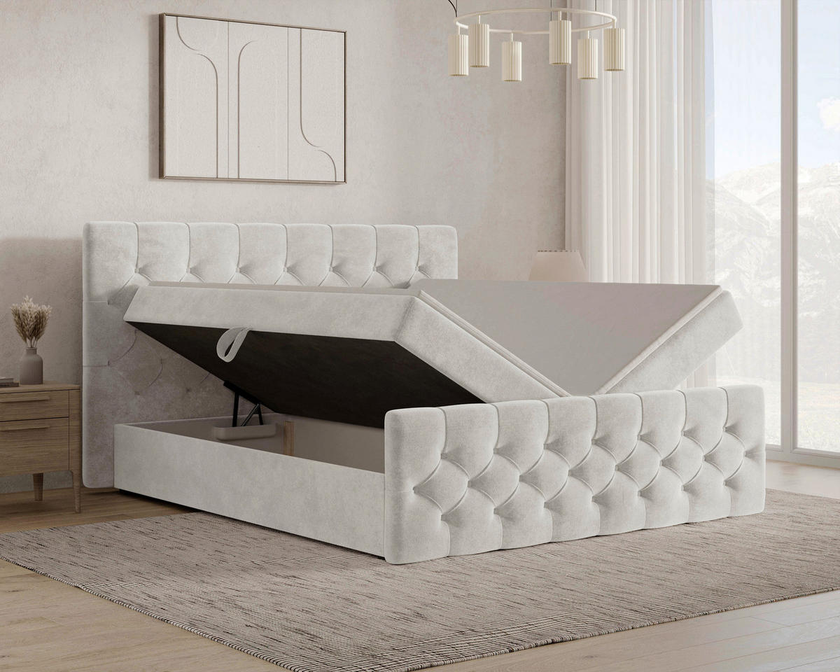 BOXBETT 180/200 cm  in Perlmutt  - Perlmutt/Schwarz, MODERN, Holz/Kunststoff (180/200cm) - MID.YOU