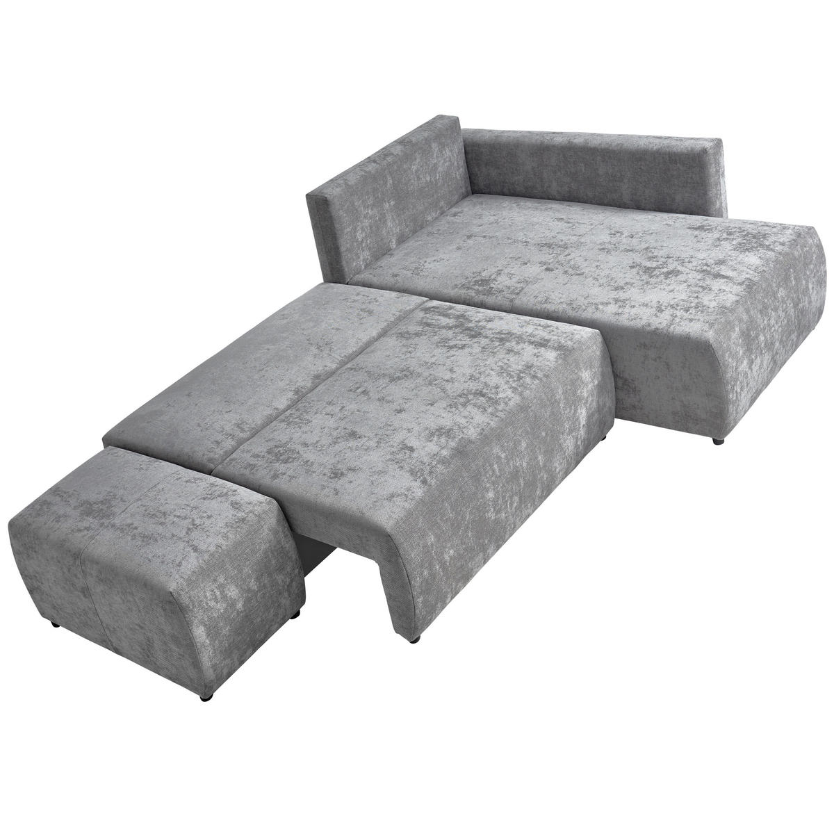 ECKSOFA in Flachgewebe Grau  - Schwarz/Grau, Konventionell, Kunststoff/Textil (295/200cm) - Carryhome