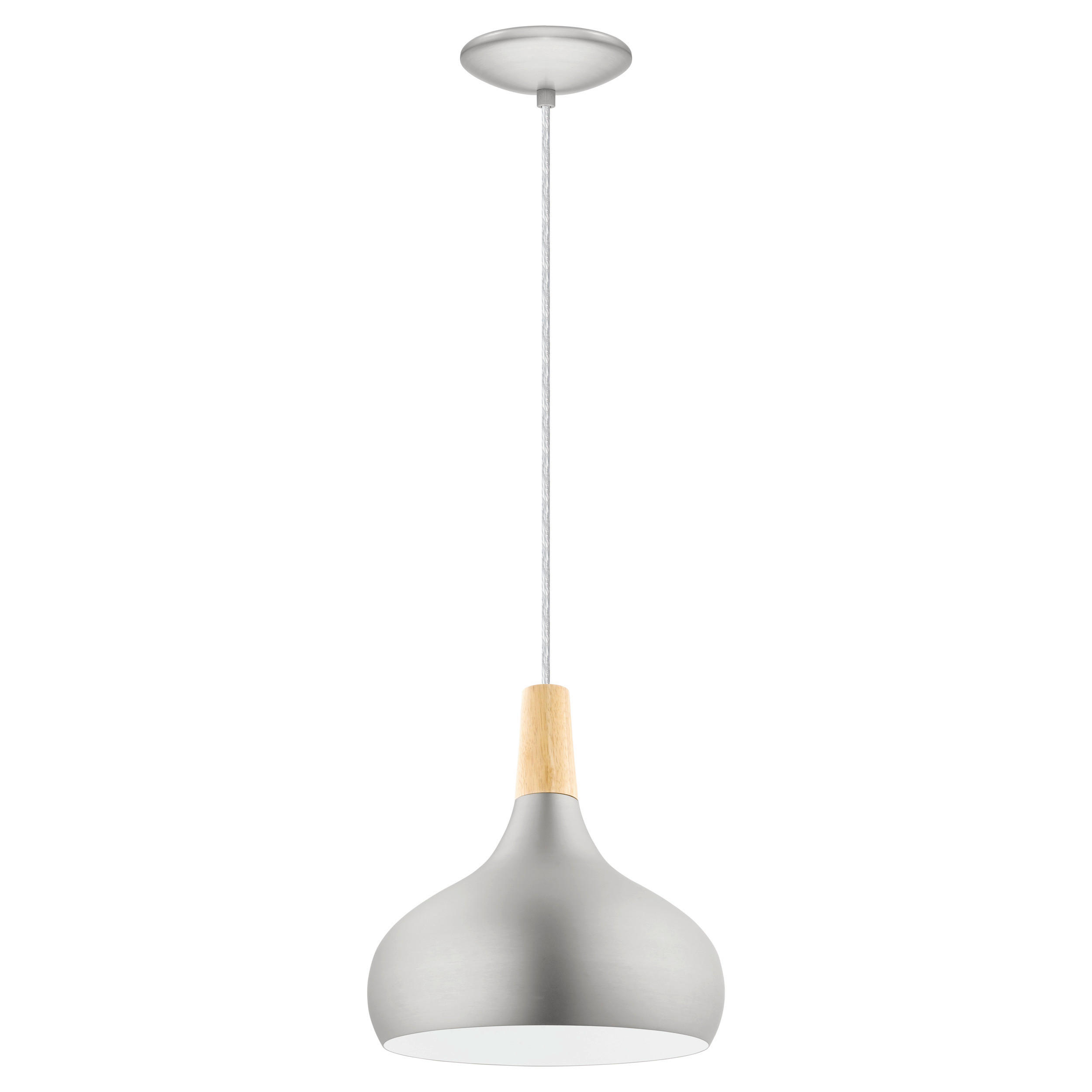 ZÁVĚSNÉ SVÍTIDLO, 28/110 cm  - barvy stříbra/světle hnědá, Trend, kov/dřevo (28/110cm) - Eglo