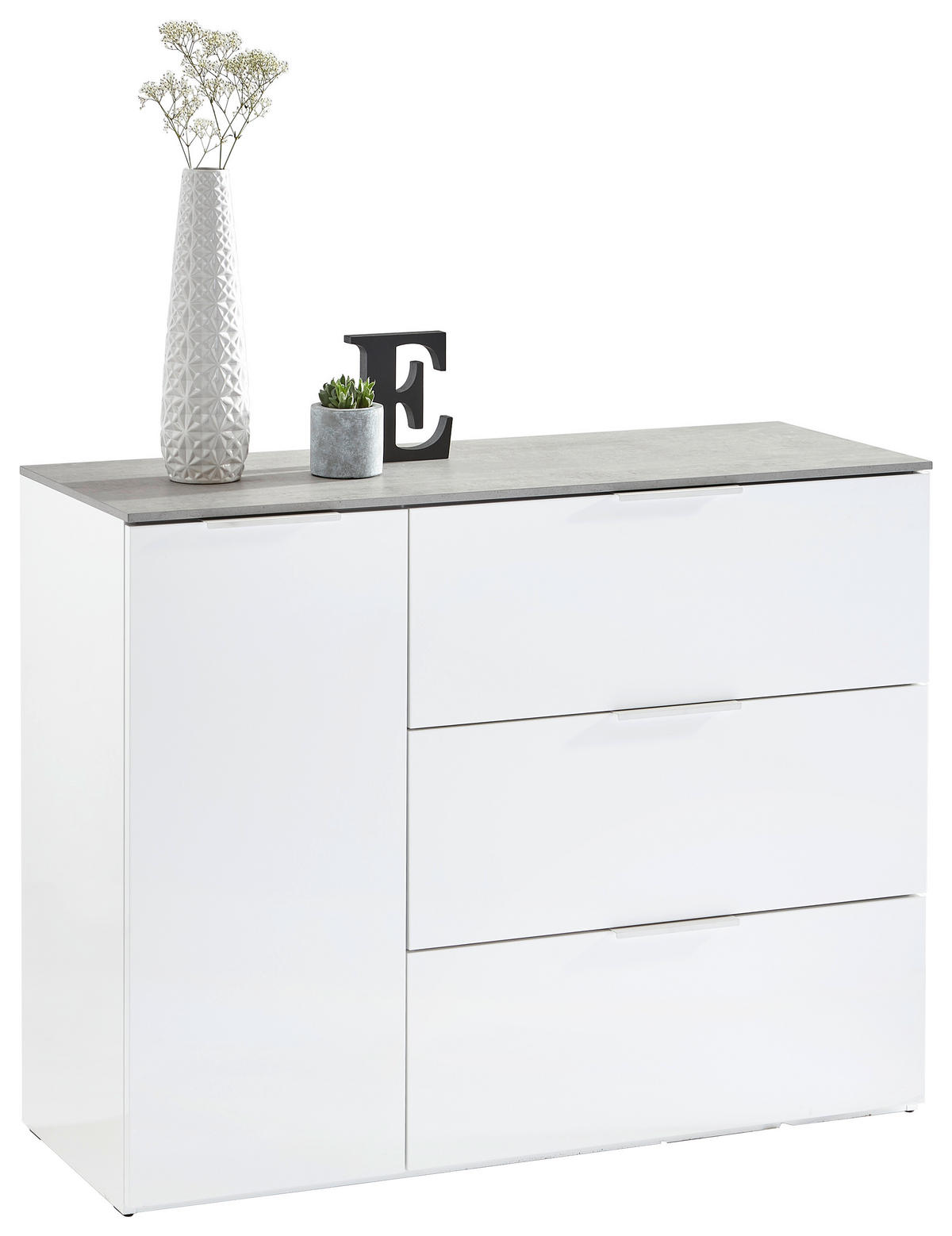 KOMODA, sivá, biela, 120,1/93,50/45 cm - sivá/biela, Design, kov/kompozitné drevo (120,1/93,50/45cm) - Carryhome