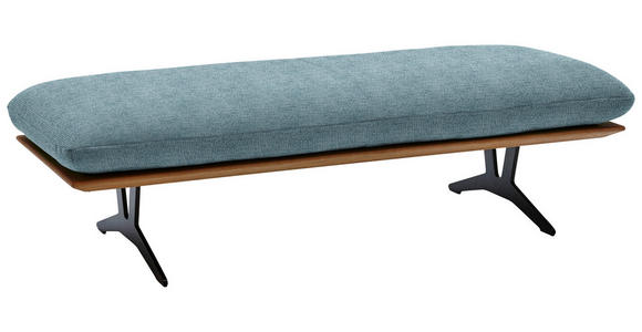 HOCKERBANK in Holz, Textil Hellblau - Schwarz/Hellblau, Design, Holz/Textil (150/43/60cm) - Dieter Knoll