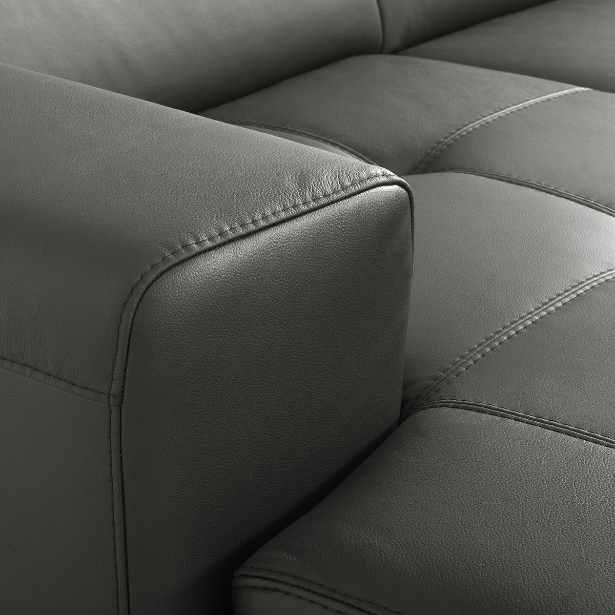 ECKSOFA  in Lederlook Echtleder Anthrazit  - Anthrazit/Schwarz, Design, Leder/Textil (173/247cm) - Livetastic