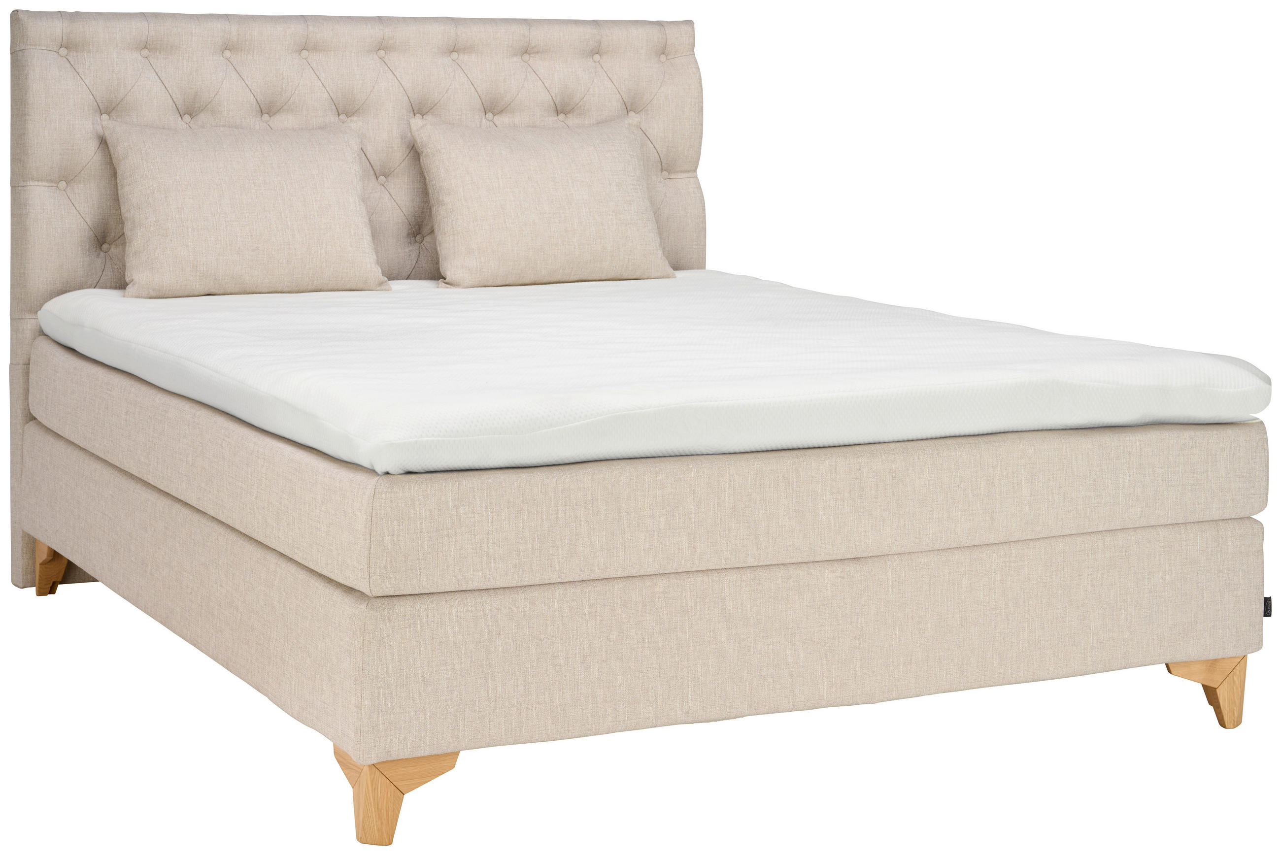 BOXSPRINGBETT 180/200 cm  in Naturfarben  - Naturfarben, KONVENTIONELL, Holz/Textil (180/200cm) - Jensen