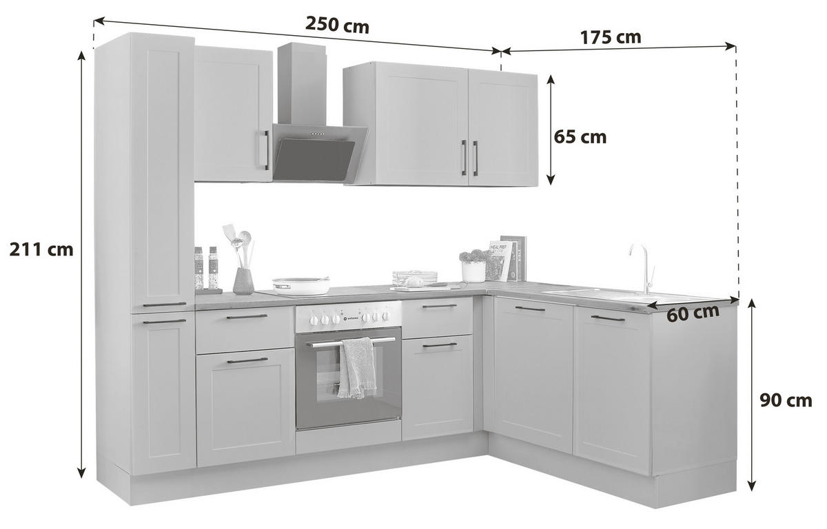 ECKKÜCHE 250/175 cm  in Grün, Eiche Artisan  - Schwarz/Eiche Artisan, Design, Holzwerkstoff/Metall (250/175cm) - MID.YOU