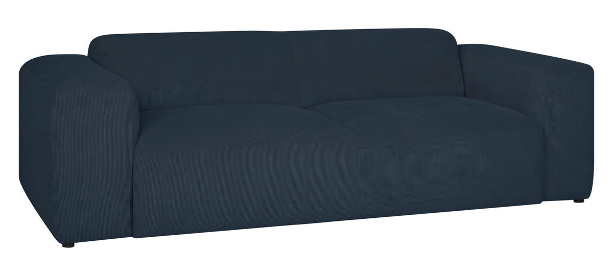 3-SITZER-SOFA in Cord Blau  - Blau/Schwarz, Design, Kunststoff/Textil (247/75/104cm) - MID.YOU