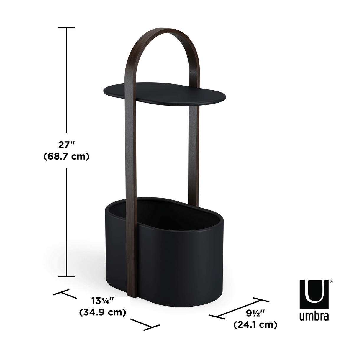 BEISTELLTISCH in Holz, Metall  - Walnussfarben/Schwarz, Design, Holz/Metall (24,1/68,9/35,3cm) - Umbra