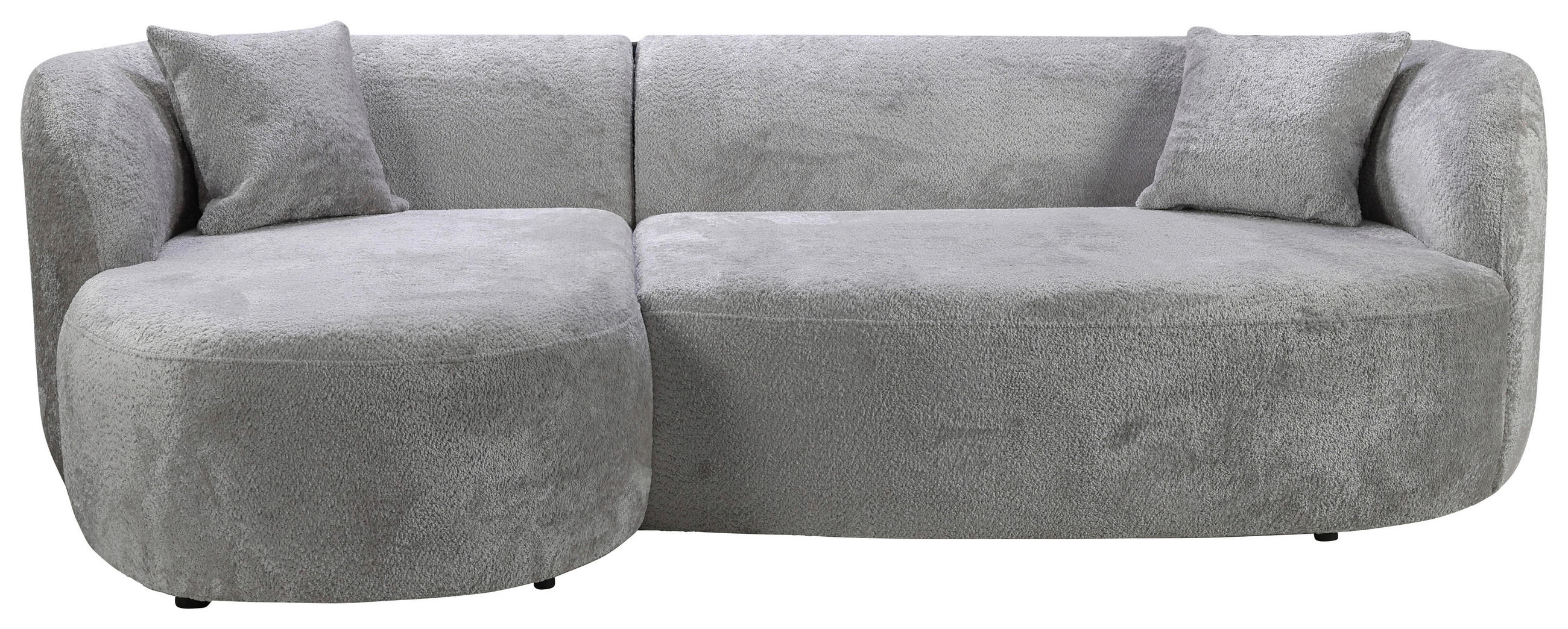 ECKSOFA in Bouclé Hellgrau  - Hellgrau/Schwarz, Design, Kunststoff/Textil (143/264cm) - MID.YOU