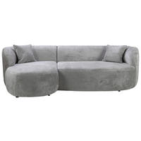 ECKSOFA in Bouclé Hellgrau  - Hellgrau/Schwarz, Design, Kunststoff/Textil (143/264cm) - MID.YOU