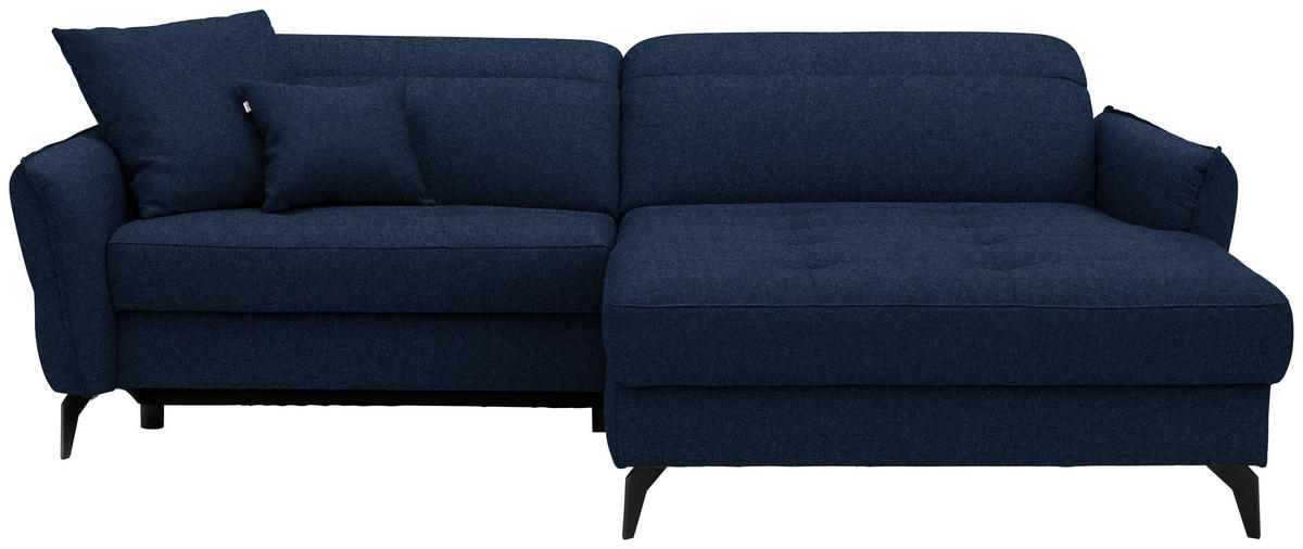 ECKSOFA Flachgewebe Dunkelblau  - Schwarz/Dunkelblau, Design, Textil/Metall (246/175cm) - Celina