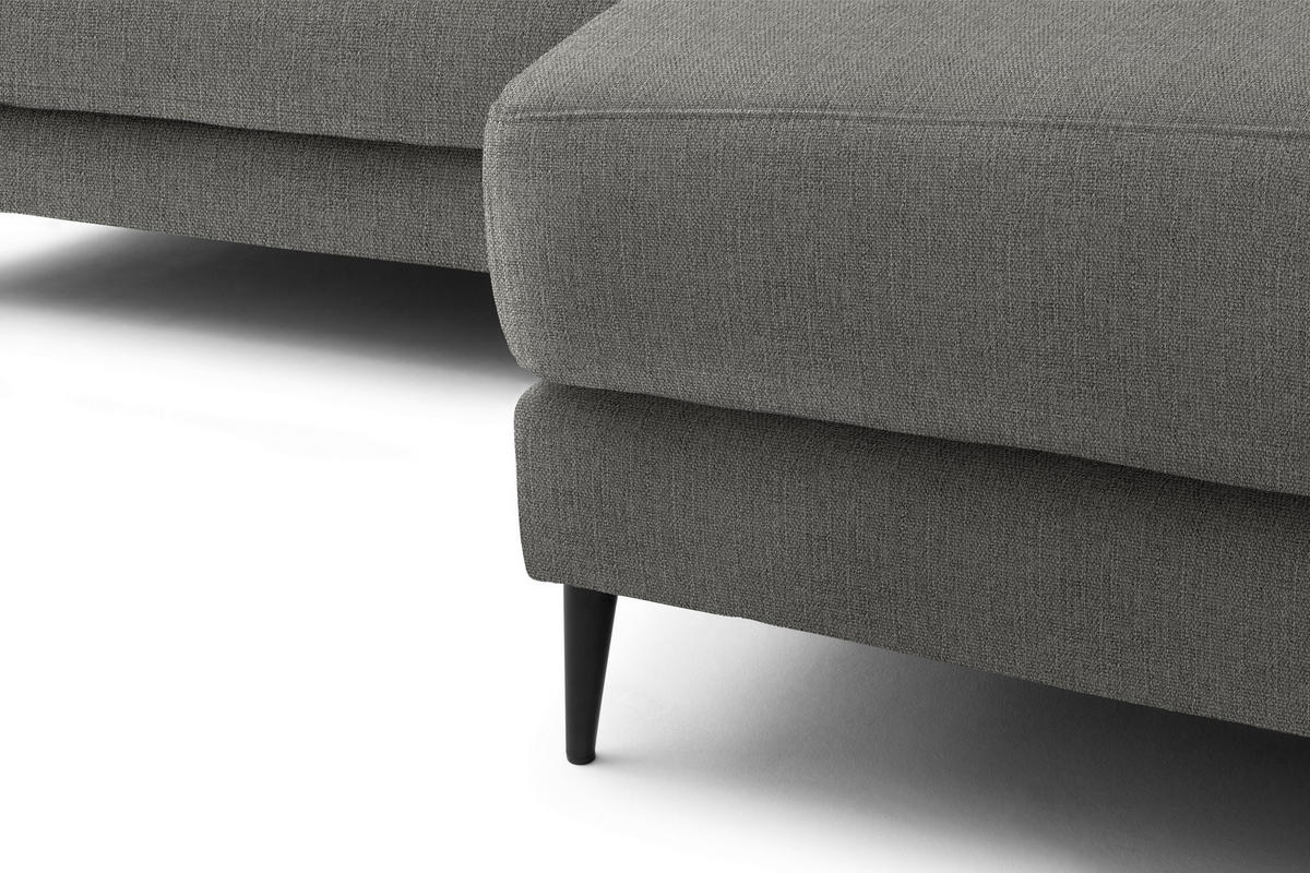 ECKSOFA in Flachgewebe Hellgrau  253/177 cm  - Hellgrau/Schwarz, Design, Textil/Metall (253/177cm) - Dieter Knoll