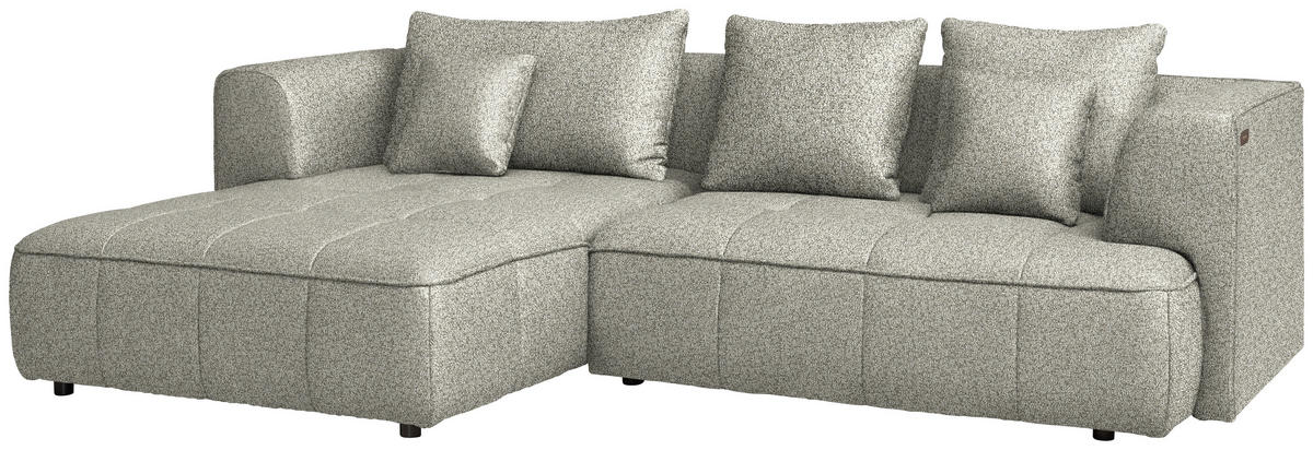 ECKSOFA Webstoff Hellgrau  - Hellgrau/Schwarz, Design, Kunststoff/Textil (188/288cm) - Welnova