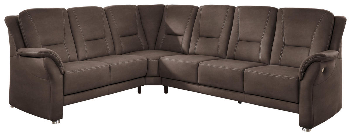 ECKSOFA Mikrofaser Graubraun  - Graubraun/Beige, Konventionell, Textil/Metall (223/275cm) - Beldomo Comfort