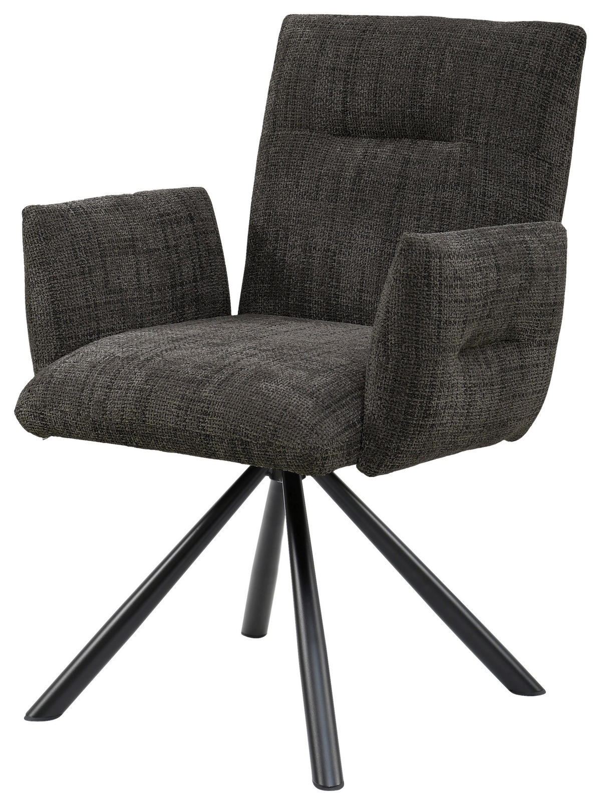 ARMLEHNSTUHL  in Eisen Leinenoptik  - Anthrazit/Schwarz, Design, Textil/Metall (68/88/66cm) - Hom`in