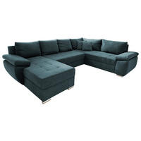 WOHNLANDSCHAFT Petrol Mikrofaser  - Chromfarben/Petrol, KONVENTIONELL (157/305/219cm) - Livetastic
