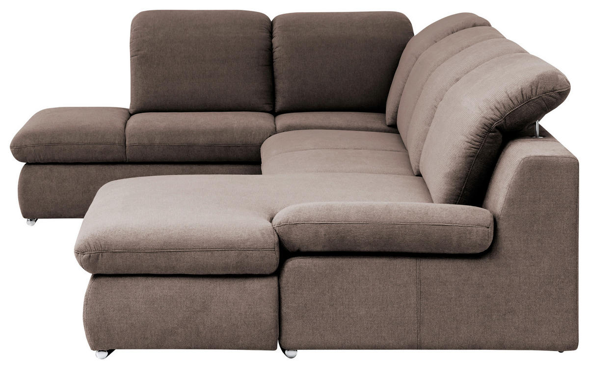 WOHNLANDSCHAFT in Chenille Taupe  - Taupe/Chromfarben, Design, Textil/Metall (212/353/165cm) - Livetastic