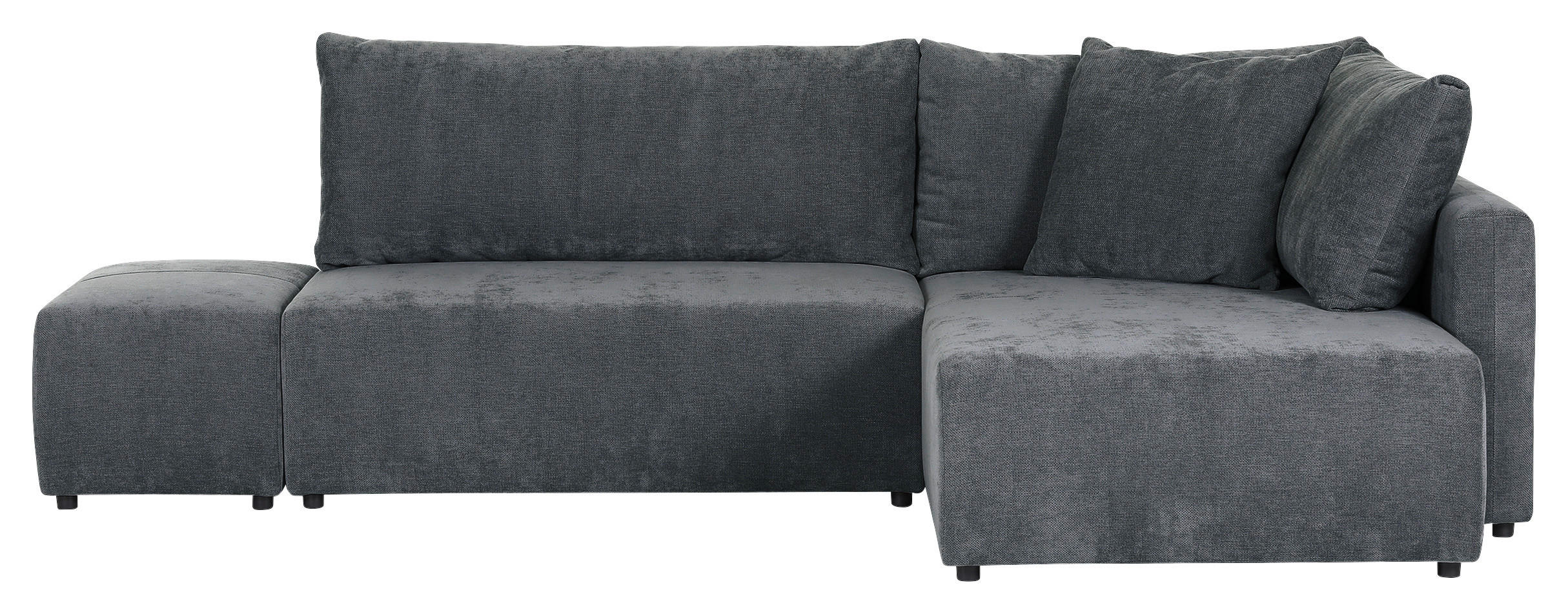 ECKSOFA Dunkelgrau Flachgewebe  - Dunkelgrau/Schwarz, KONVENTIONELL, Kunststoff/Textil (295/200cm) - Carryhome