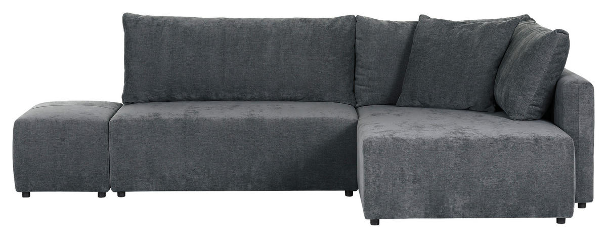 ECKSOFA in Flachgewebe Dunkelgrau  - Dunkelgrau/Schwarz, KONVENTIONELL, Kunststoff/Textil (295/200cm) - Carryhome