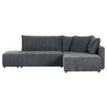 ECKSOFA Dunkelgrau Flachgewebe  - Dunkelgrau/Schwarz, KONVENTIONELL, Kunststoff/Textil (295/200cm) - Carryhome