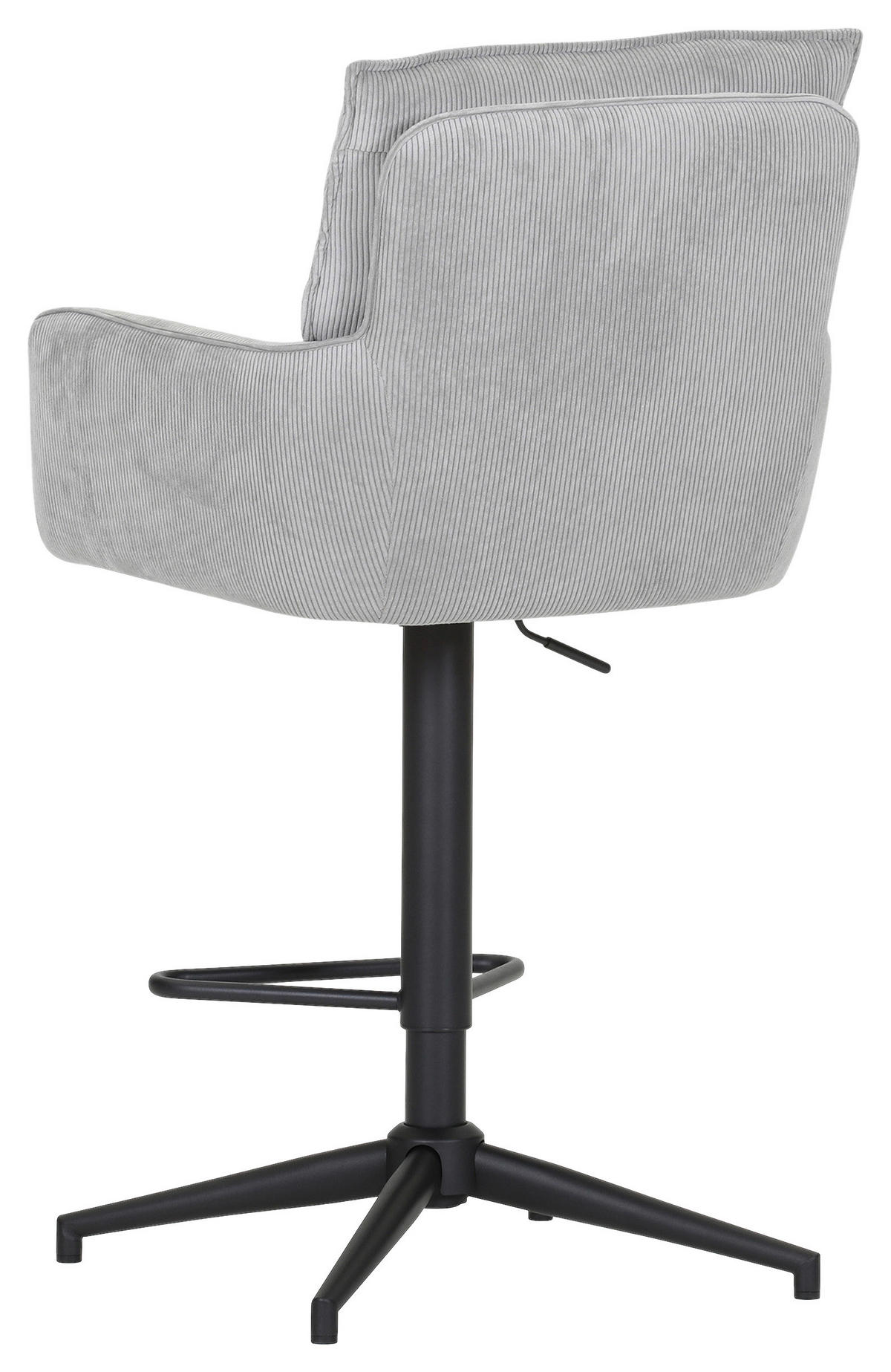 BARHOCKER Cord Hellgrau Stoffauswahl, Sitzfläche 360° drehbar  - Hellgrau/Schwarz, Design, Textil/Metall (54/98-120/58cm) - Novel