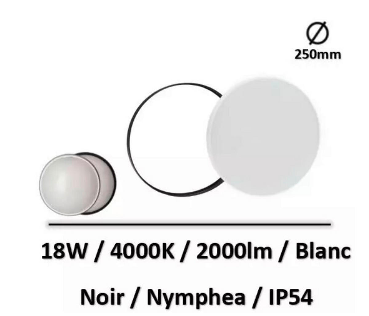 SPOLJNA PLAFONJERA Nymphea zunanje  - bela/crna, Osnovno, plastika (25/5cm)