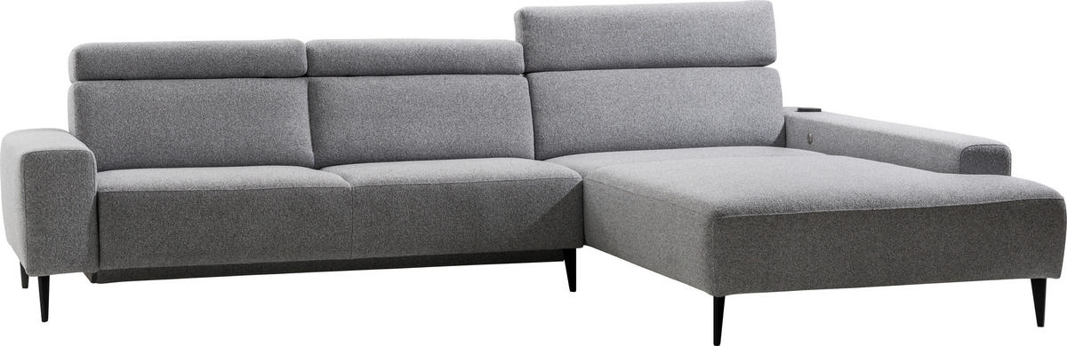 ECKSOFA  in Flachgewebe Grau  308/205 cm  - Schwarz/Grau, Design, Textil/Metall (308/205cm) - Sedda