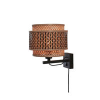 WANDLEUCHTE GOOD&MOJO  25/29/25 cm   - Schwarz/Naturfarben, Trend, Holz (25/29/25cm) - Good & Mojo