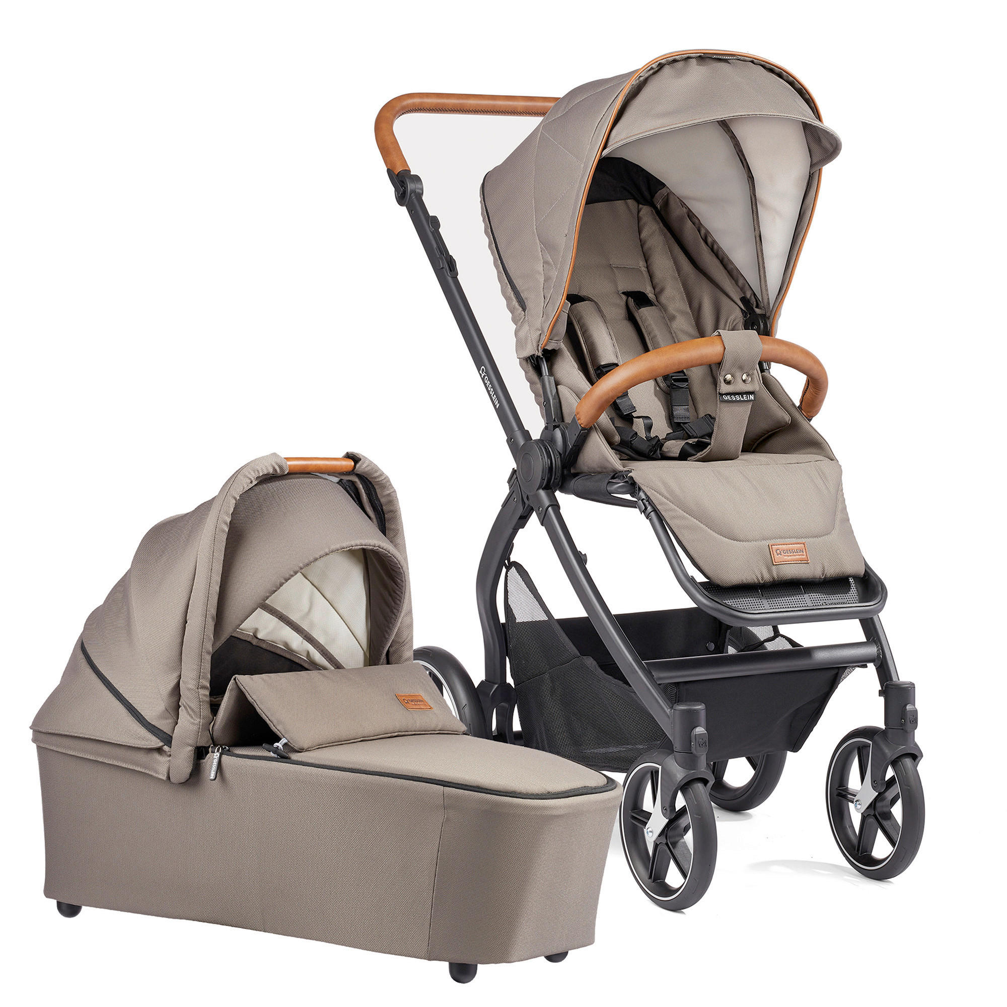 KOMBIKINDERWAGEN  FX4 Style Set   - Beige/Schwarz, Basics, Textil/Metall (57/129/100cm) - Gesslein