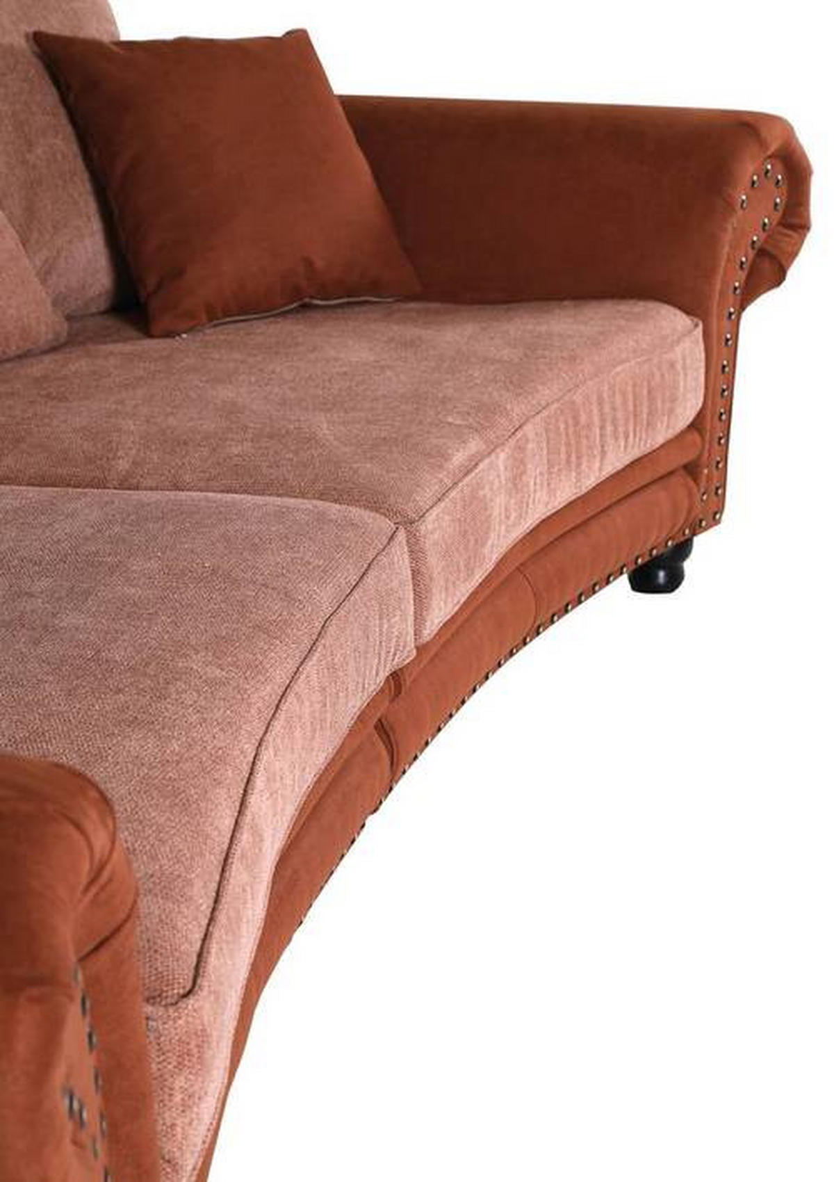 MEGASOFA Flachgewebe Orange  - Schwarz/Orange, ROMANTIK / LANDHAUS, Holz/Textil (276/81/140cm) - Landscape