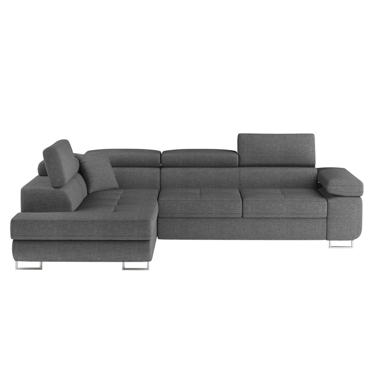 ECKSOFA Textilgeflecht Grau  - Chromfarben/Grau, Design, Textil/Metall (272/203cm) - P & B