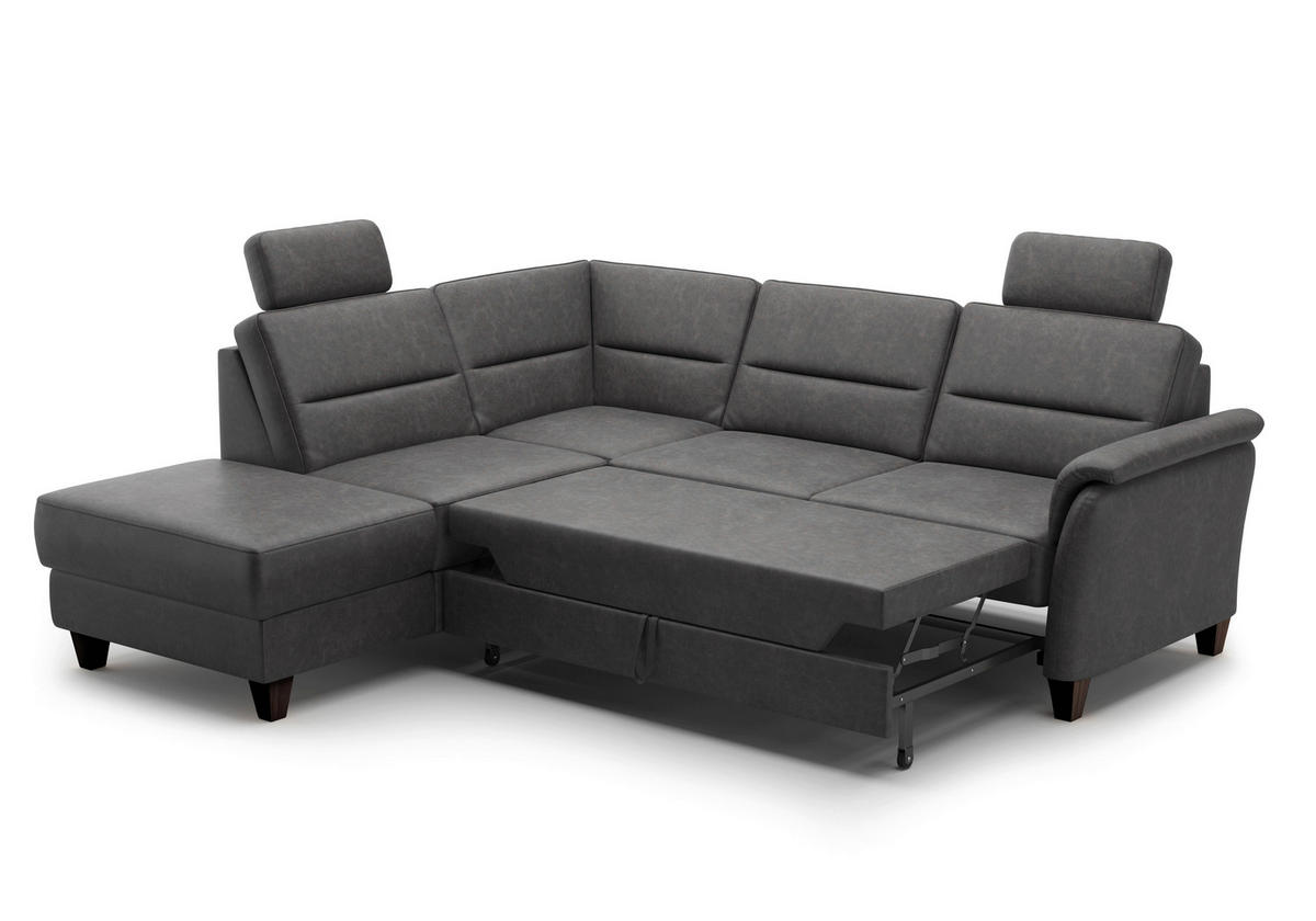 ECKSOFA PALMERA V Anthrazit Mikrofaser  - Wengefarben/Anthrazit, KONVENTIONELL, Holz/Textil (212/236cm) - Sit & More