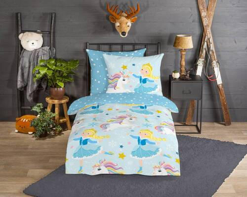 KINDERBETTWÄSCHE Iceprincess Biber 135/200 cm  - Blau, Design, Textil (135/200cm)