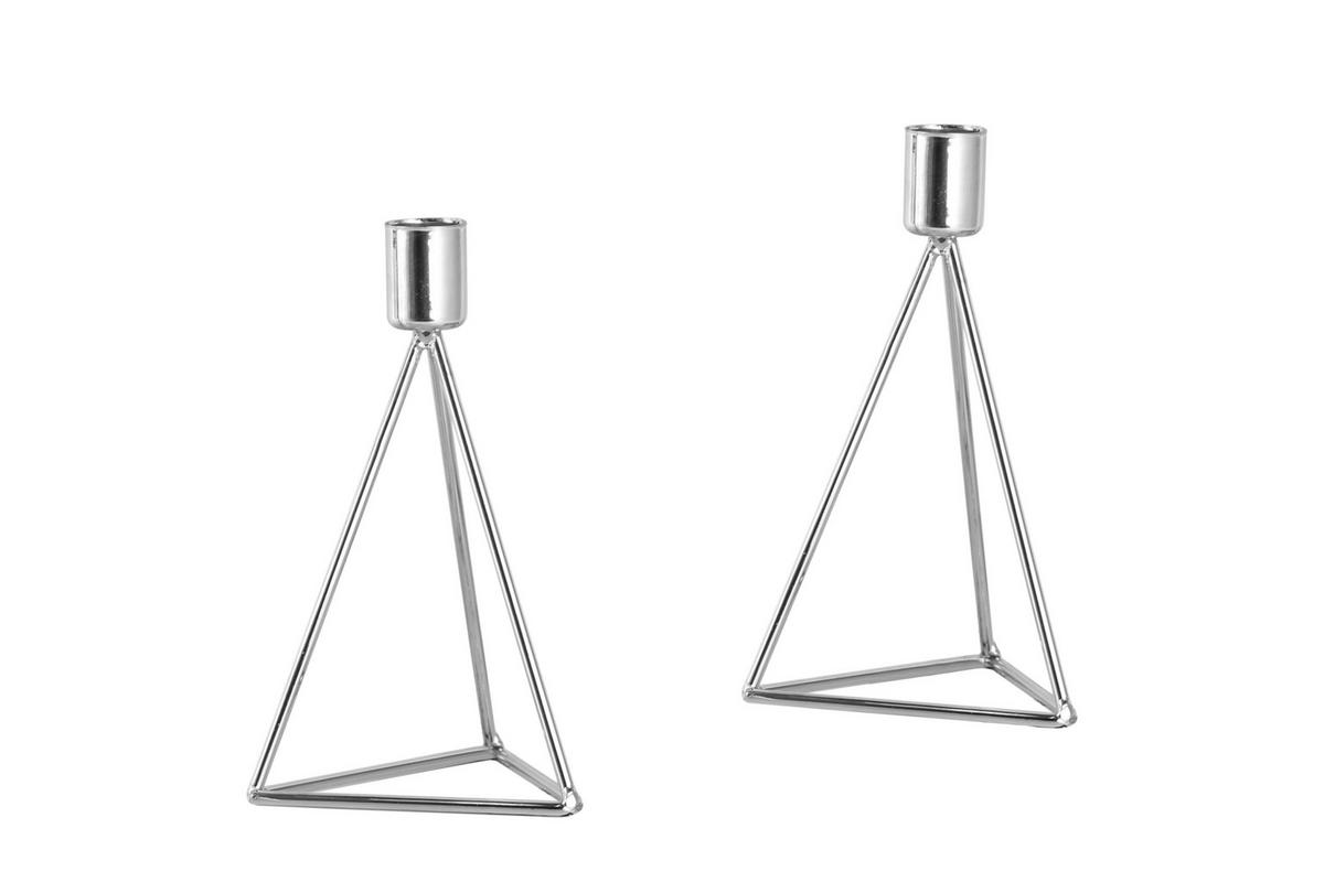 KERZENHALTER-SET - Silberfarben, Basics, Metall (9,5/16,5cm) - Echtwerk