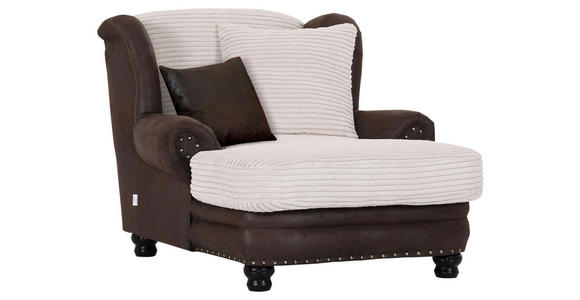 CHESTERFIELD-SESSEL - Dunkelbraun/Creme, ROMANTIK / LANDHAUS, Textil (125/100/140cm) - Landscape